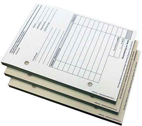 5x Block Rechnung/Quittung - Quittungsblock - 2 x 50 Blatt DIN A6 hoch - gelocht - SD -durchschreibend (22234)