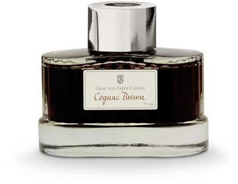 Graf von Faber-Castell 141016 - Encrier Cognac Brown, 75 ml, encre indélébile dans un encrier élégant
