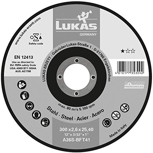 LUKAS Discos Amoladora, Disco de Corte Recto para Acero y para Dispositivo de Separación, Varios Modelos