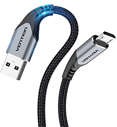 VENTION Cable Chargeur pour Sony Manette PS4, 3M Câble Micro USB 3A Nylon Tressé Charge Rapide, Compatible avec Manette PS4 Xbox one, Tablettes, Liseuses, Kindle, Fire TV, Samsung S7 S6 J7 J5 J3