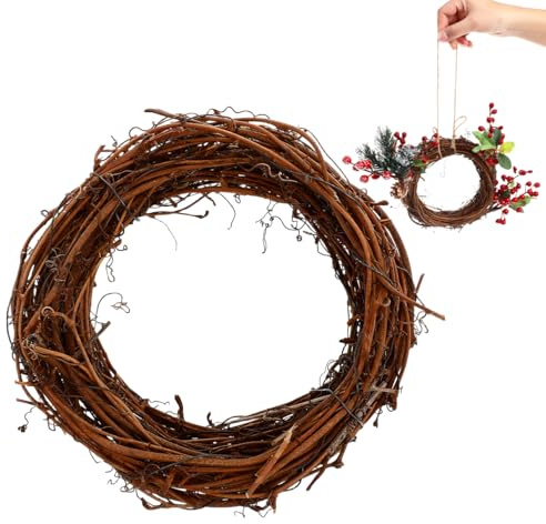 Rattan-Girlande, 4,5 m, natürlicher Weinrebenkranz, 15 cm, Weinzweig-Girlande für Heimwerker, Handwerk, Innen- und Außenbereich, Haustür, Weihnachten, Halloween, Wandbehang