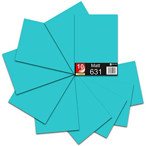 Din A4 Bogen 30x21cm 621/631 Plotterfolie Folie Vinyl Autofolie (054 Türkis, 10er Set 631 Matt)