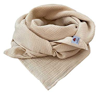 Glückspilz I Musselin Tuch Damen | Musselin Schal Damen | 130 x 130 cm | Schals & Tücher für Damen | Baumwolle | Musselintuch | XXL | Sand