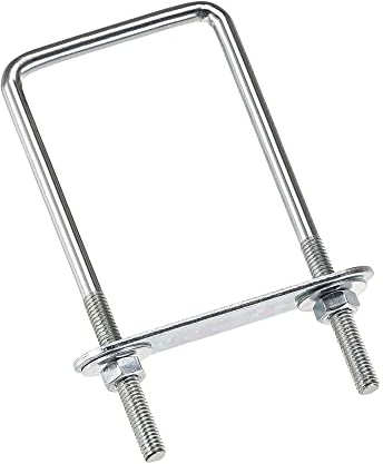 sourcing map 2 Stück M6 Vierkant U-Bolzen Quadratische Bügelbolzen Bügelschrauben 50mm Innenbreite 150mm Länge mit Mutternrahmen und Befestigungselementen, Kohlenstoffstahl