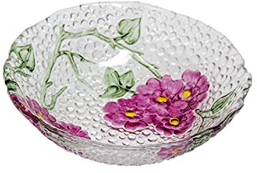FranquiHOgar Ensaladera de cristal de Bohemia diseño floral (1 pieza) Anemone, cl