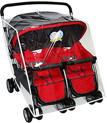 FZQBEY Universal Regenverdeck fr Geschwister-Buggy, Regenschutz Zwillingswagen, PVC, Transparent, Wasserdicht, Zwillingskinderwagen-Zubehr