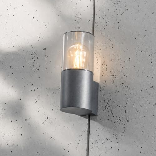 CGC Lighting Applique murale extérieure, moderne, ampoule E27 (Non incluse) Patio, Garage, Jardin, Porte d'entrée (Gris)
