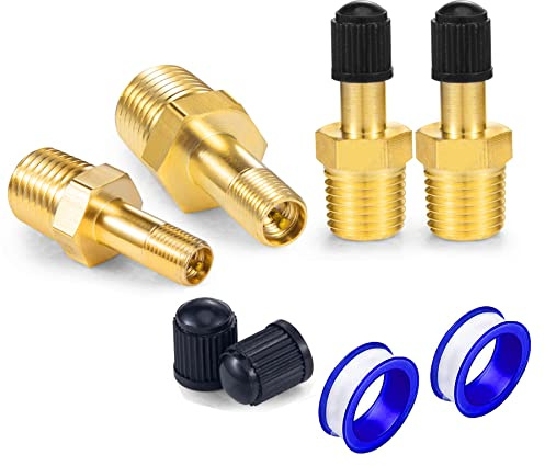 Breezliy 4PCS 1/4 NPT Tank Valve Anti-Corrosion Brass Schrader Valve with Standard Valve Core with 1/4'' NPT Male,Using with Air Compressor Tanks with Sealing Caps