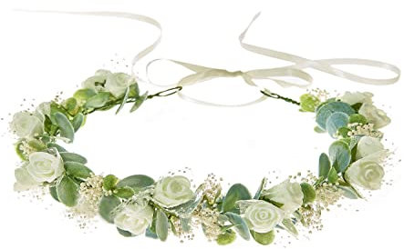 Goledwedy Corona di fiori secchi per bambini in eucalipto corona floreale per matrimonio corone di fiori bianchi per donne e ragazze
