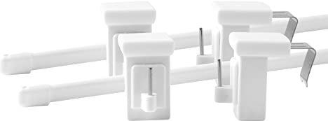 Deco-Raum Vitragestange 2 Stück ausziehbar weiß Länge 60-100 cm mit drehbarem Fensterhaken für Fensterrahmen 10-27mm Scheibenstange oval Gardinenstange ohne bohren