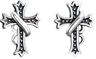 KONFEN Kreuz Ohrringe Silber, Kreuz Ohrstecker für Damen Männer, Steckohrringe Ohringen Antiallergische Cross Earrings Schlicht Ohringestecher Klein Hypoallergen Nickelfrei Schmuck für Mädchen Herren
