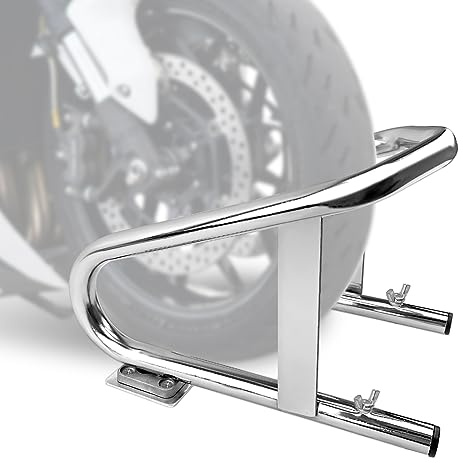 HOXWELL Portable Motorcycle Stand Wheel Chocks for Trailer Or Garage, Heavy Duty Motorcycle Wheel Chock Fits 5.5'' Wide Tires, Silver, 1 PC