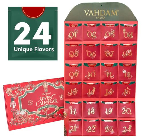 VAHDAM, Tee Adventskalender 2025 - Limitiertes Auflage Faltgeschenkset - 24 Einzigartige Lose Blatttees | Adventskalender 2025 - Weihnachtsgeschenkset Für Frauen & Männer-Loose