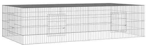 vidaXL Kaninchenkäfig 2 Paneele 220x110x55 cm Verzinktes Eisen Haustierkäfig