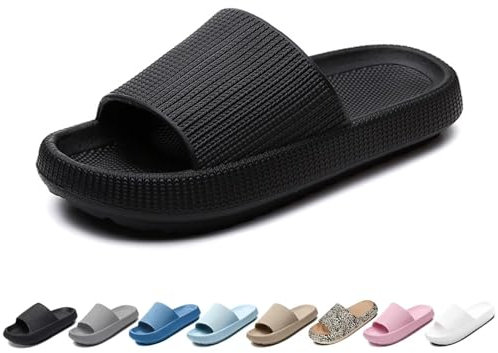 Merdoo Ciabatte Nuvola Donna Uomo Ultra Morbide Pantofole Comode Ciabatte Casa Antiscivolo Ciabatte Doccia Ciabatte Piscina Casuali Ciabatte Mare Estive Ciabatte Slide Slippers Nero Moda 46-47EU