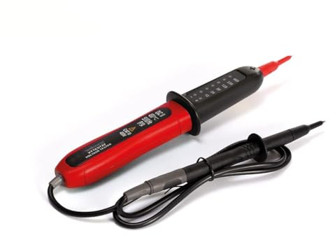 Velleman Zweipoliger Spannungsprüfer, für AC und DC, CAT III, von 12 bis 400 V, LED-Anzeige, Polaritätsanzeige, genau, für innen und außen, schwarz/rot