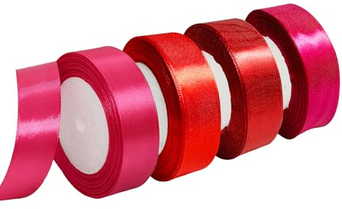 Bliceon 90m Rot Satinband, 25mm Geschenkband Breit, Schleifenband zum Verpacken, Dekoband Party Stoffband zum Geschenkverpackung, Bastelarbeiten, Geburtstag Blumen und Hochzeitsdekoration