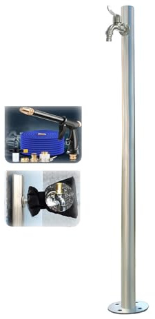 XRRJFYH Fontana da Giardino Esterno con Pistola a Spruzzo Fontanelle da Giardino Moderna Rubinetti da Esterno Acciaio Inossidabile(Silver,95x4.5cm/37x1.8in)