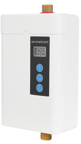 JUDEMII 5 KW Elektrischer Durchlauferhitzer mit Fernsteuerung 220 V YF-001E Wassererhitzer 30-55℃ Warmwasserbereiter mit LED Digitalanzeige Mini Durchlauferhitzer für Küche Badezimmer Waschbecken