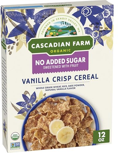 Cascadian Farm Organic Vanilla Crisp Cereal, No Added Sugar, 12 oz