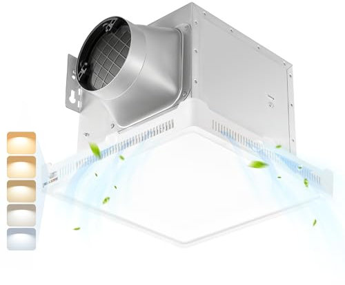 POWIFY Bathroom Exhaust Fan with Light, Super Quiet Bathroom Vent Fan with LED Light 2700K/3000K/3500K/4000K/5000K, 110 CFM Bathroom Ventilation Fan for Ceiling, Shower, Restroom, 2.0 Sones