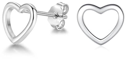 Deyanse Silber Ohrstecker für Damen Mädchen, 925 Sterling Silber Herz Ohrstecker, Flach Ohrringe Silber 925 Stecker, Knorpel Schlafen Ohrringe Ohrstecker Klein, Hypoallergen Ohrschmuck in Geschenkbox