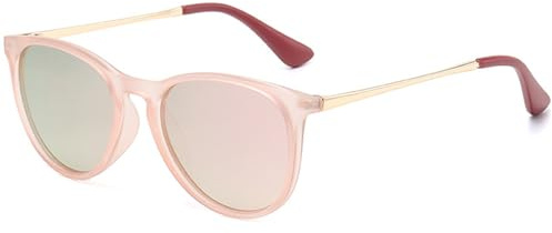 CIKJUK Occhiali da sole per bambini ragazzi ragazze polarizzati con montatura in metallo specchiati rotondi occhiali da sole per bambini 4-12 anni protezione UV400, 48 mm