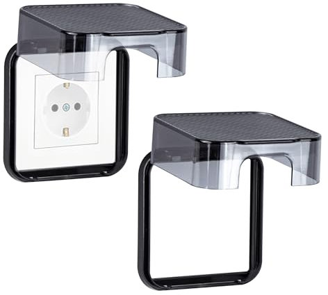 Cache Prise Etanche Electrique, Cache Interrupteur Murale, Caches Prises Étanche Mural, Type 86 Couvercle Prise Courant pour Salle De Bain, Maison, Plastique, 2 Pièces, Transparent Noir