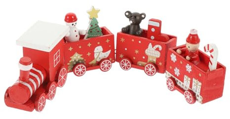 BUGUUYO Zugspielzeug Aus Holz Für Weihnachten Weihnachtszug Bemalt Als Dekoration Weihnachtszug Für Tischdekoration Miniatur Zug Für Weihnachts-Festive-ambiance