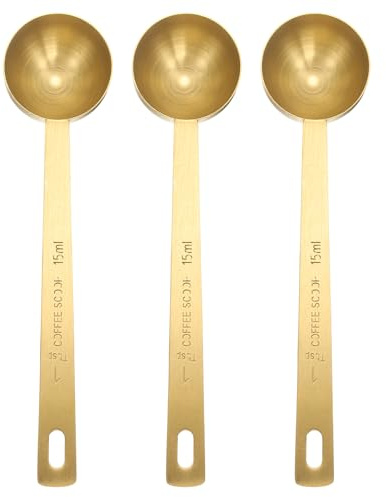 sourcing map 3pcs Single Measuring Spoon 1tbsp (3tsp, 15ml) Teaspoon/Tablespoon 304 Stainless Steel Single Tiny Square Bowl Measuring Spoon Long Handle Measure Scoop, Gold
