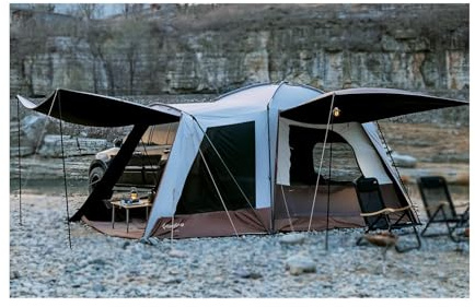 KingCamp Boundless X5 B 3-in-1 Heckzelt,Verdunkelung Auto Zelt | Enormer Platz,8 m² Schlafbereich für 4-6 Personen, 3000mm Wassersäule,230cm Stehhöhe,Aluminiumgestänge,für SUV & Wohnmobil