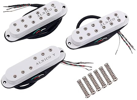 Weiße Kleiner 3 Stück Alnico V Single Coil Tonabnehmer Gmn45 | Sss Gitarren, für Gitarre und Bass, Kunststoff Metall, Selbstgemacht Teil für Lernende und Gitarrenliebhaber