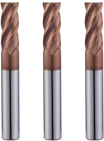 ALYICIA 3/16 Carbide Square End Mills Set 4 Flute HRC55 TISIN Coating End Milling Bits for Milling Alloy Steels, Hardened Steel (3PCS)