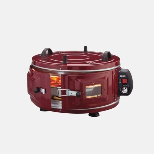 AKEL Forno elettrico rotondo AF022 Mini forno per pizza portatile (rosso)