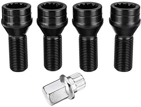 Tornillos Antirrobo Coche 4 Unids/Set M14 X 1.25 Rueda De Bloqueo De Hub De Bloqueo De Tuercas Tuercas Antirrobo con Llave Uso Apto para BMW R50 R52 R53 1 2 3 4 5 6 7 Series para Mini