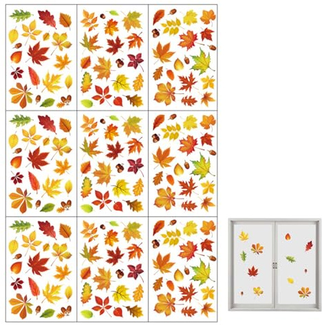 9 immagini per finestre, primavera, autunno, decorazione autunnale per bambini, decorazione per finestre fai da te, autunno, riutilizzabili, decorazione autunnale, set fai da te per bambini