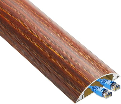GPECTIFO Escondite de Cables metálico for Suelo de Madera, conducto for Cables Ethernet de 1 m, ocultador de Cables, Kit de gestión de Cables Autoadhesivo, Canales Moldeados(Wood Color,Width 40mm)