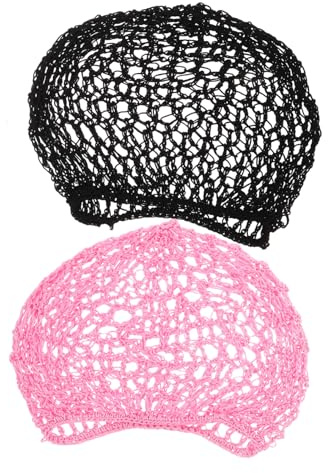 Garneck 2stücke Pack Weiche Gehäkelte Haarnetze für Damen zum Schlafen Atmungsaktives Polyester-netzgewebe Schutzkappen für Langes Haar Gestrickte Schlafhauben