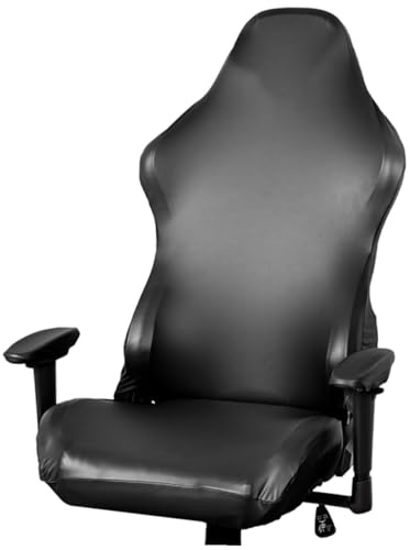 STOBAZA Housse de Chaise Gaming Extensible PU Noir Protecteur de Fauteuil avec Accoudoirs et Dossier Couvre Siège Confortable et Facile à Installer pour Chaise de Bureau et Gaming