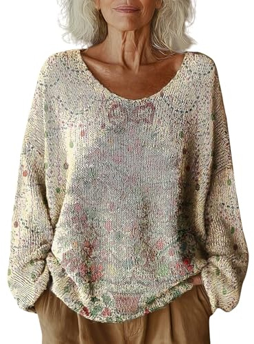 Sweatshirt Mujer Jersey Mujer Otoño 2025 Suéter Casual con Estampado para Jerseys Finos Jersey Largo Light Yellow L