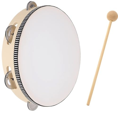 Trommel, Kindertrommel Und Tamburin Set, Holz Handtrommeln Mit Schlägeln, 18 Zoll 20 cm Naturfarben, Perfekt Für Kinder Und Musikliebhaber, Ideal Als Instrumente Für Kleinkinder