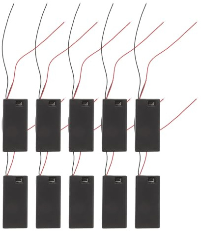 COHEALI Lot de 10 Boîtiers de Piles 9 V 6F22 avec Interrupteur Couvercle et Vis Support de Batterie Noir pour Bricolage Éclairage LED et Ventilateur Câble Prêt à L’Emploi