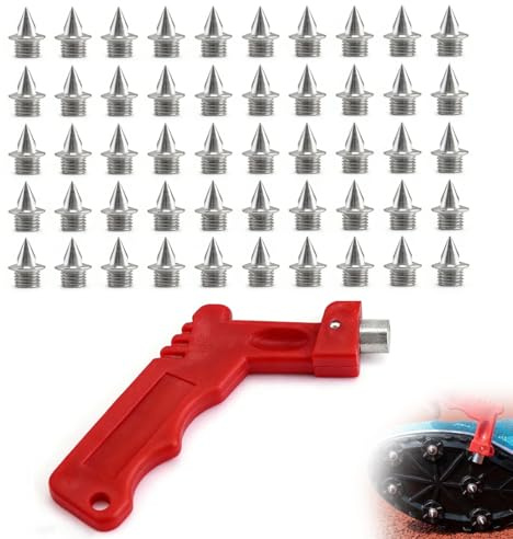 Wcawnlt 50 Pièces Pointes Piste en Acier Inoxydable 6mm, Clous à Pointes de 6 mm pointe athlétisme rechange avec extracteur, pour chaussures de sprint entraînement compétition adultes enfants
