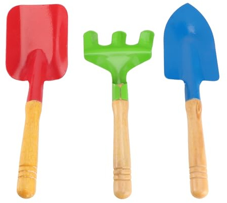 TOYANDONA Pelle et Râteau en Métal Manche en Bois, de Plage pour Bac à Sable, pour Jeu en Plein Air et Jardinage Garçon et Filles Couleur Aléatoire