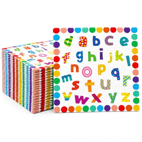Tourima 20 Stück Einschulung Deko Servietten, Bunte Alphabet Papierservietten für Schulanfang Deko, Schulkind 2026 Tischdeko Einschulung Junge Mädchen, Schuleinführung Party Set, Schultüte Füllung