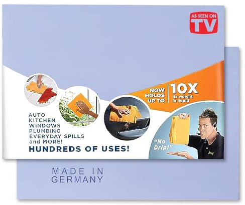 The Original Mini Shamwow - Super Absorbent Multi-Purpose Cleaning Shammy Chamois Towel Cloth - Holds 10X its Weight in Liquid - Machine Washable - Will Not Scratch (2 Pack, Small Blue)
