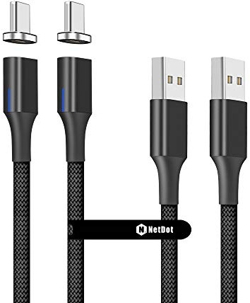 NetDot N Gen10 Magnetic Charging Cable [3.3ft/2-Pack] Fast Charge & Data Sync USB-C Magnetic Charger Compatible with Phone, Headphones & More