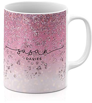 Tirita Personalised Mug Initial with Name, Custom Gift for Mum, Dad, Kids or Girls. - Pink Ombre