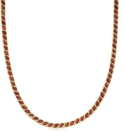 Ross-Simons 20.00 ct. t.w. Garnet Tennis Necklace in 18kt Yellow Gold Over Sterling Silver. 18 inches