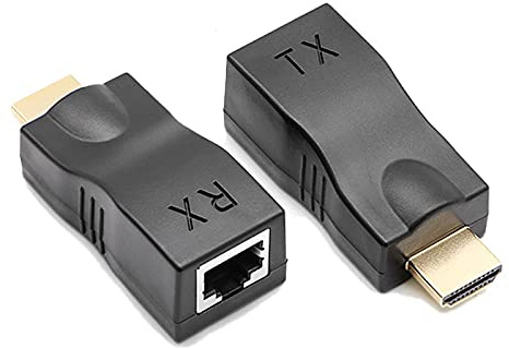Di Tutto Per Tutti® Kit 2 Adattatore Convertitore Ethernet di Rete da HDMI Maschio a RJ45 femmina | Extender HDMI Trasmissione 1080p Tramite CAT5e CAT6, Per Supportare HDTV PS4 STB 4K 2K
